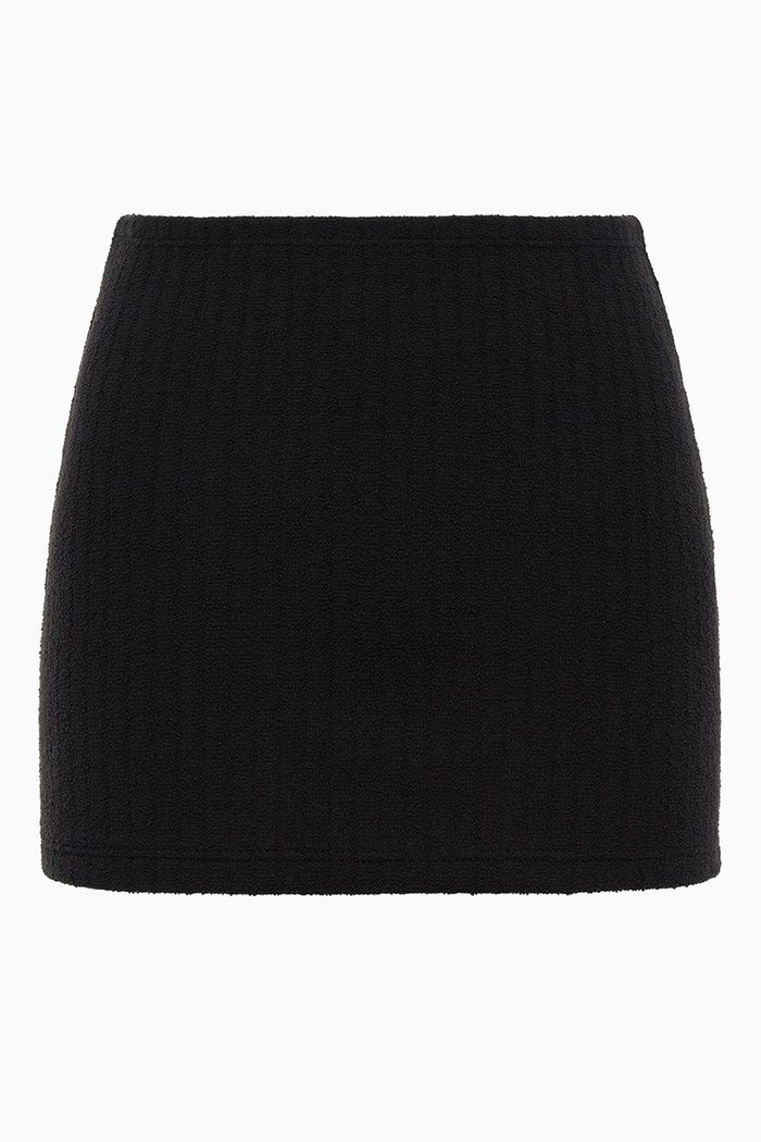 

Micro Rib Skirt in Terry Cloth, Black