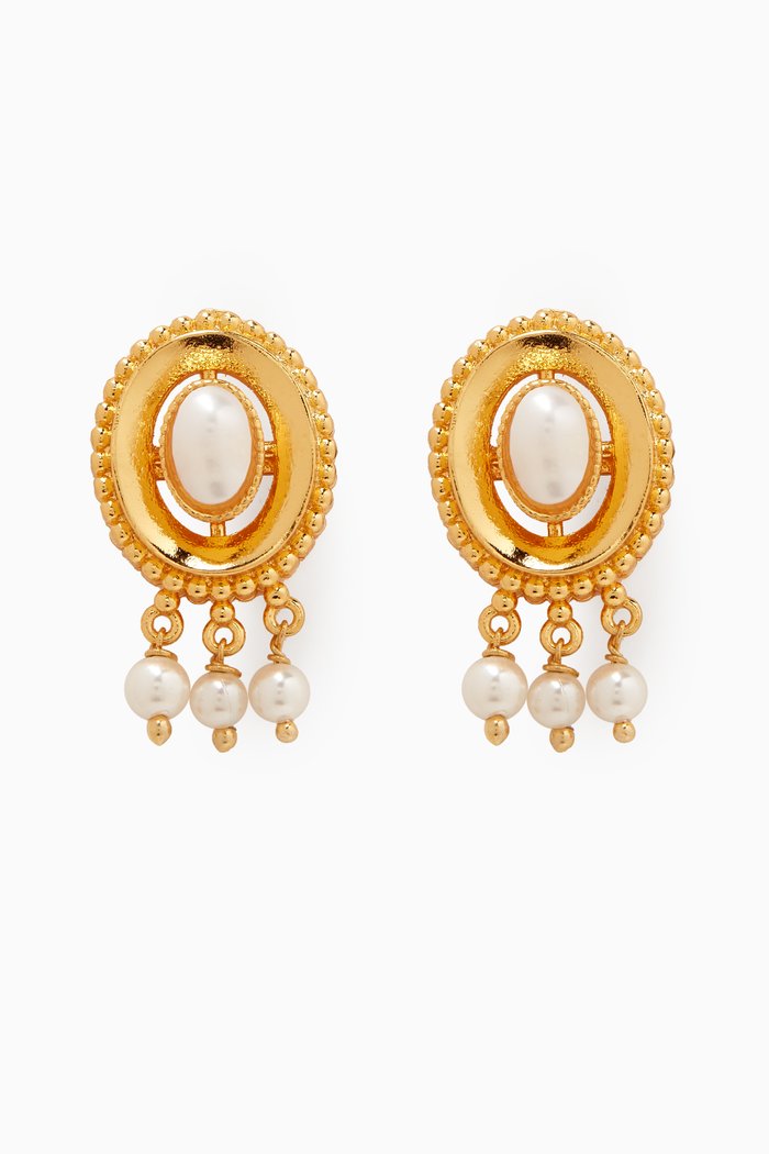 

Ramadan Exclusive Ravi 2.0 Drop Earring in 24kt Gold-plated Brass, White