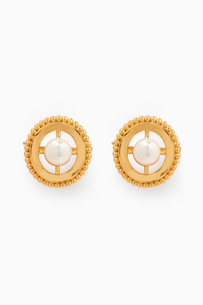 

Ramadan Exclusive Ravi 2.0 Sphere Earring in 24kt Gold-plated Brass, White