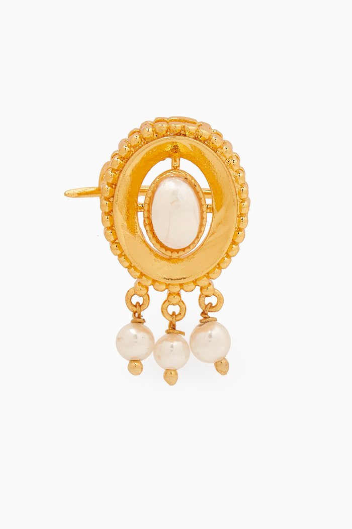 

Ramadan Exclusive Ravi 2.0 Brooch in 24kt Gold-plated Brass, White