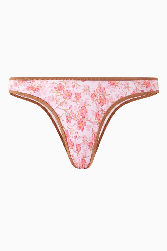 Full Moon Floral Micro Bikini Briefs, Pink