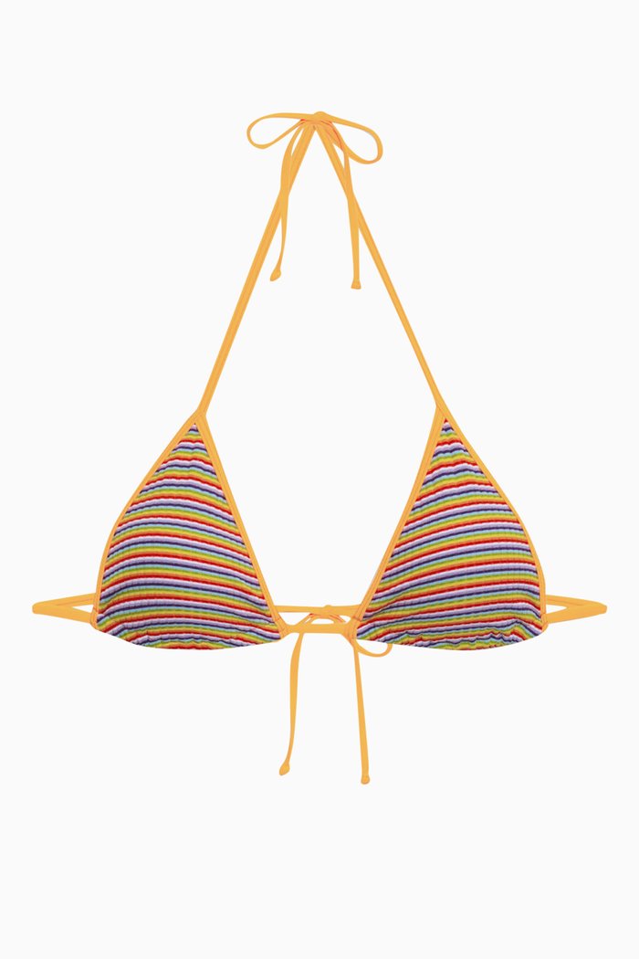 

Nick Striped Triangle Bikini Top, Orange