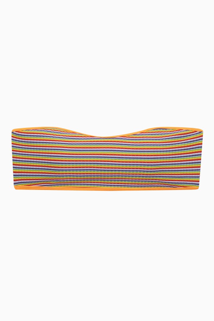 Rosabella Striped Bandeau Bikini Top, Orange