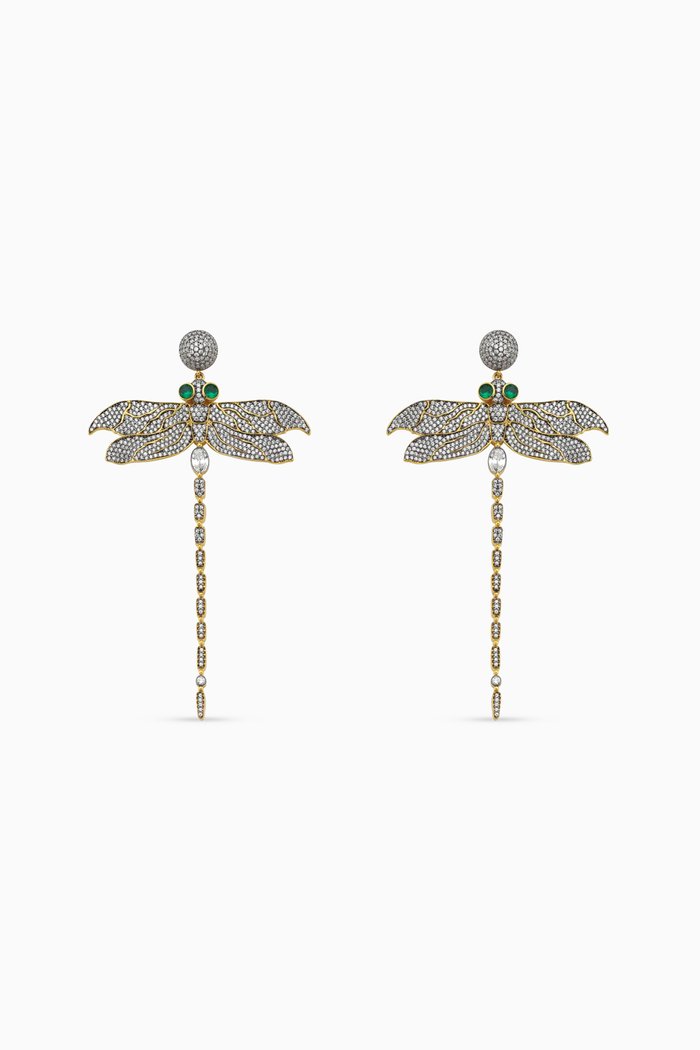 

Dargonfly Earrings in 24kt Gold-plated Bronze, Yellow