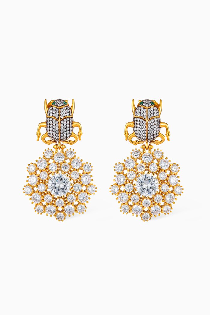

Scarab Sole Clip-on Earrings in 24kt Gold-plated Bronze, Yellow