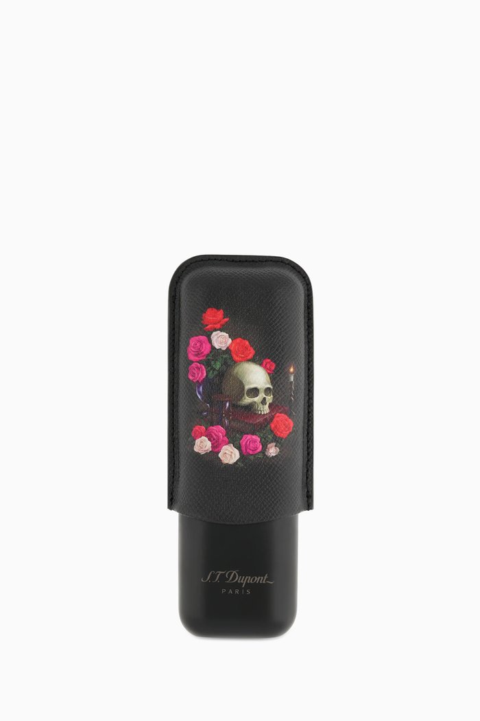

Memento Mori Dual Cigar Case in Metal, Black