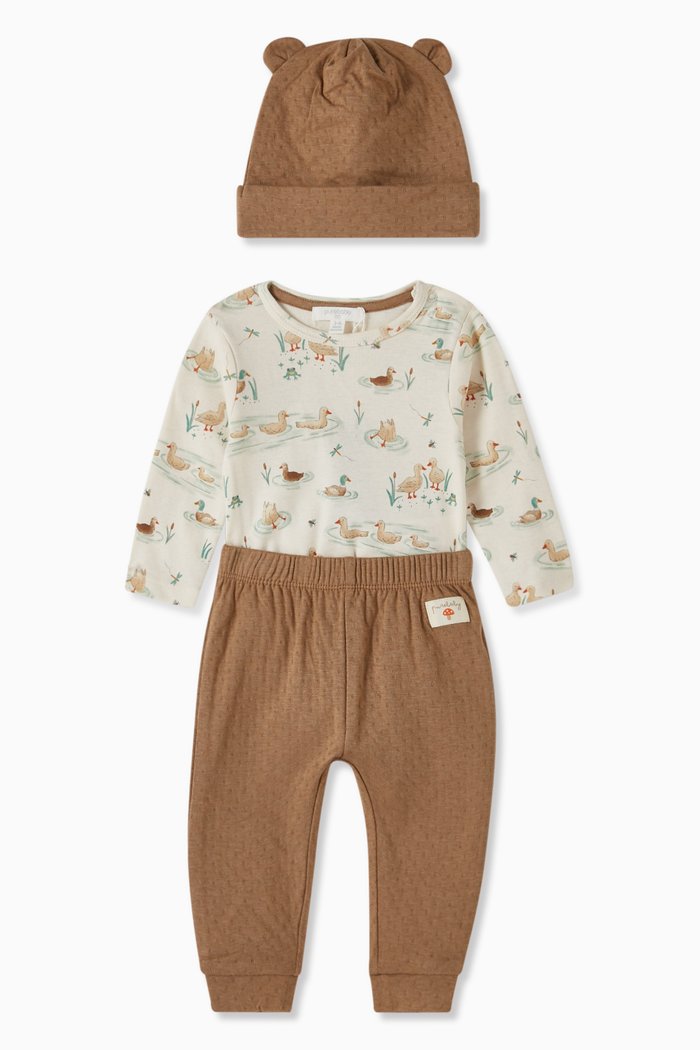 

3-piece Ducky Bodysuit, Pants & Beanie Gift Set, Multicolour