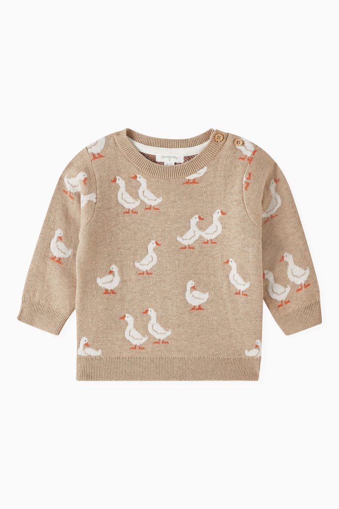

Knitted Sweater in Organic Cotton Wool-blend, Neutral