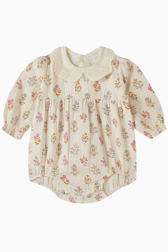 

Posie Crinkle Bodysuit in Organic Cotton, Multicolour