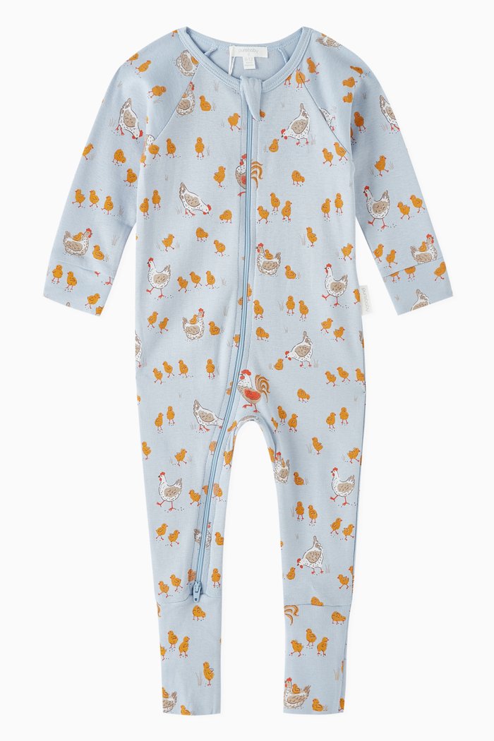 

Bunny Printed Pyjama in Organic Cotton, Blue