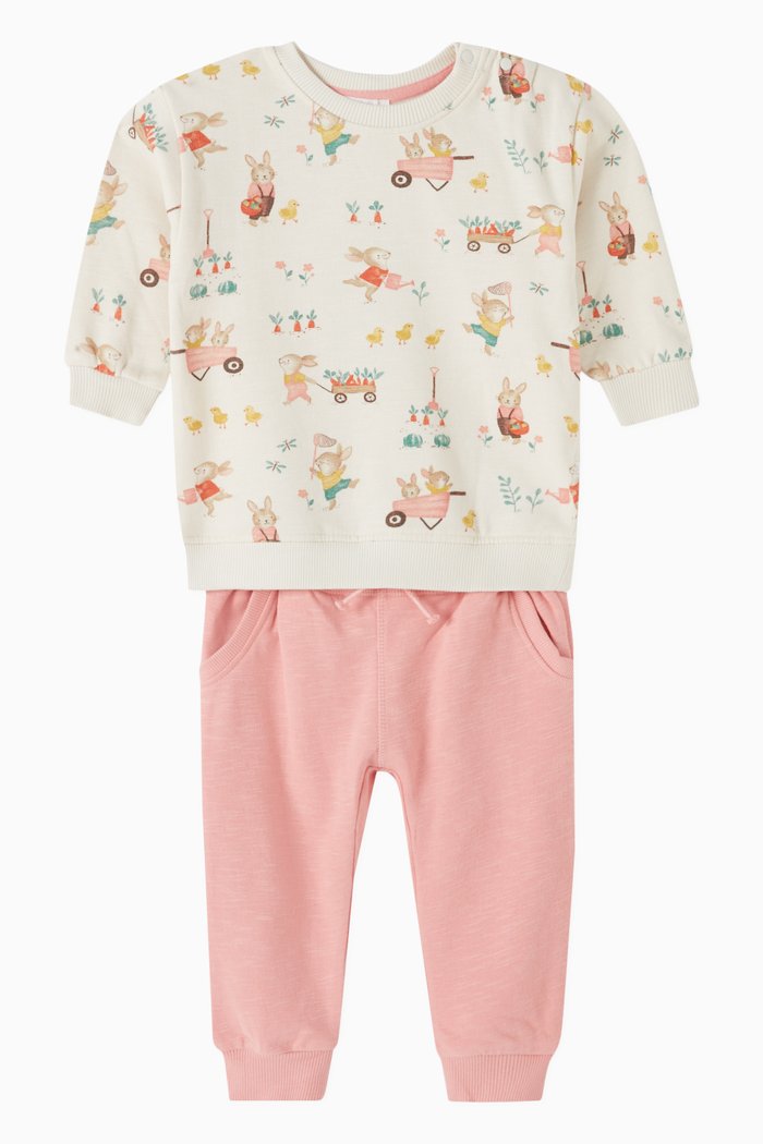 

2-piece Bunny Track Set in Organic Cotton, Multicolour