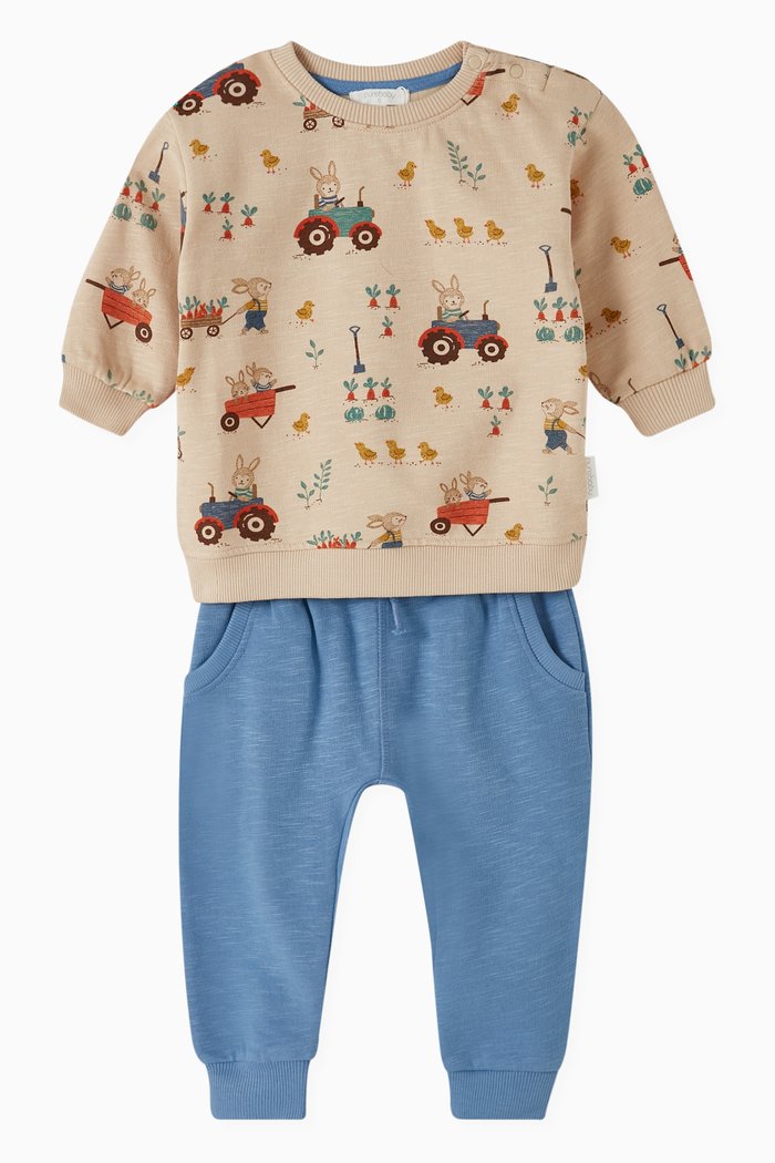 

2-piece Bunny Track Set in Organic Cotton, Multicolour