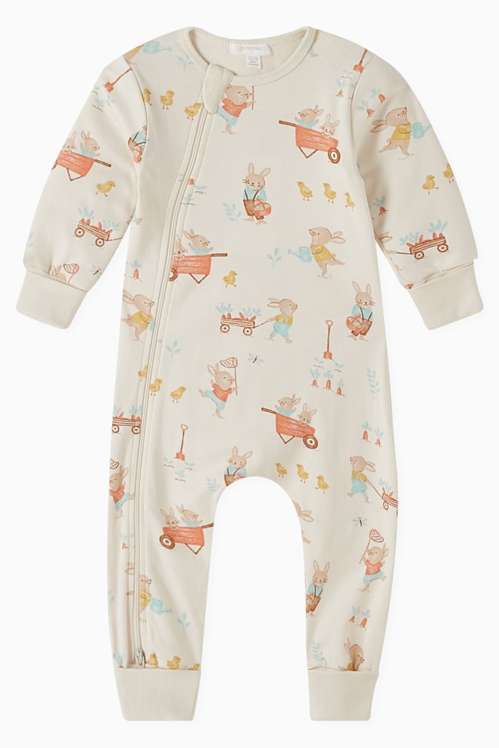 

Padded Sleeve Pyjama in Organic Cotton, Neutral