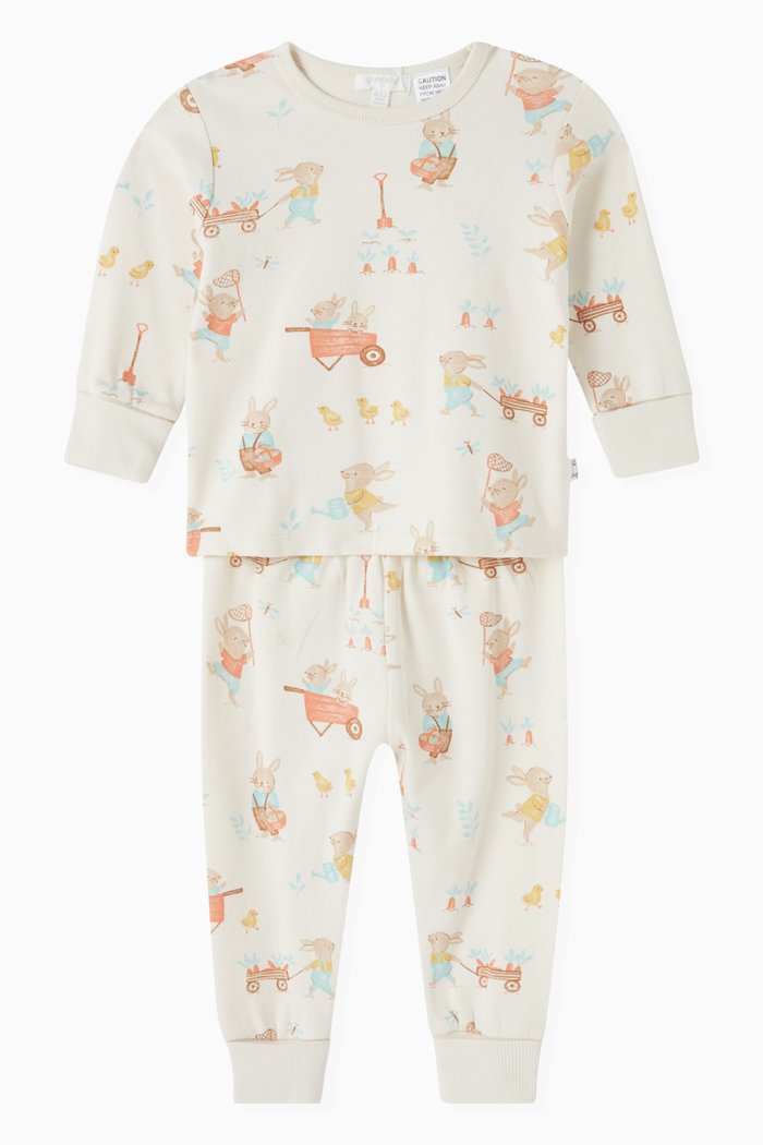 

Printed Pyjama Set in Organic Cotton, Neutral