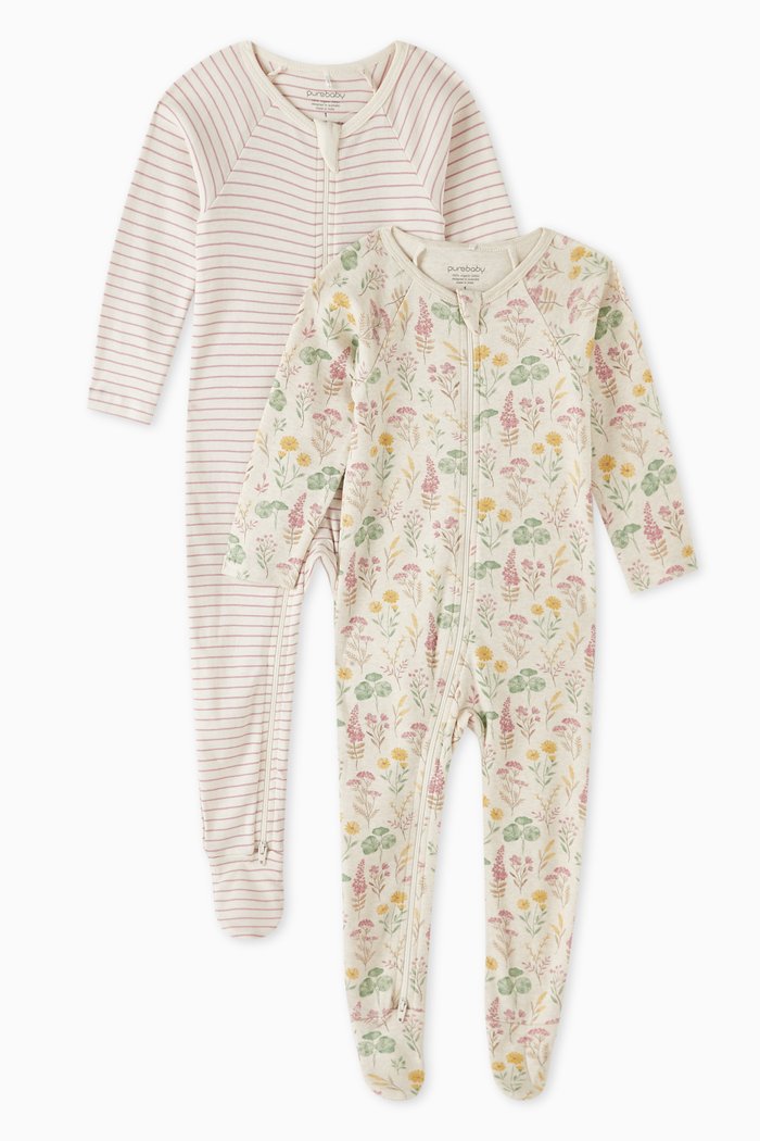 

Zip Growsuits in Organic Cotton, Pack of 2, Multicolour