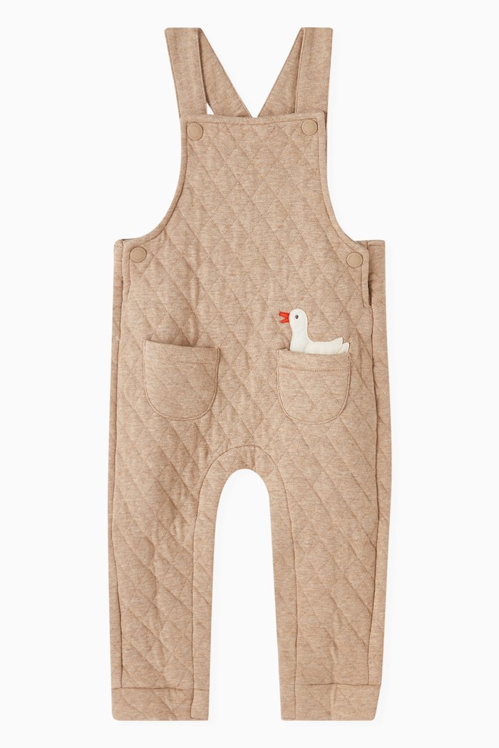 

Quilted Dungarees in Cotton-Blend, Brown