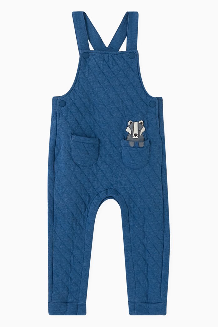 

Quilted Dungarees in Cotton-Blend, Blue
