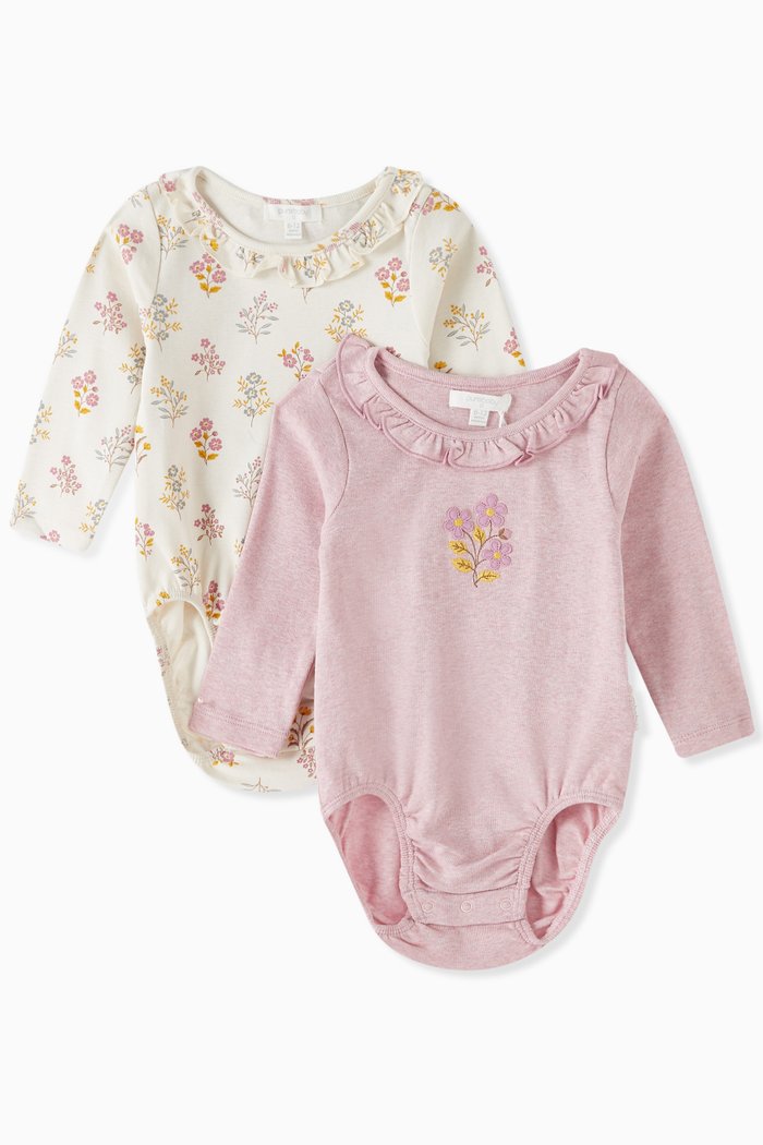 

Ruffle Bodysuit in Organic Cotton, Pack of 2, Multicolour