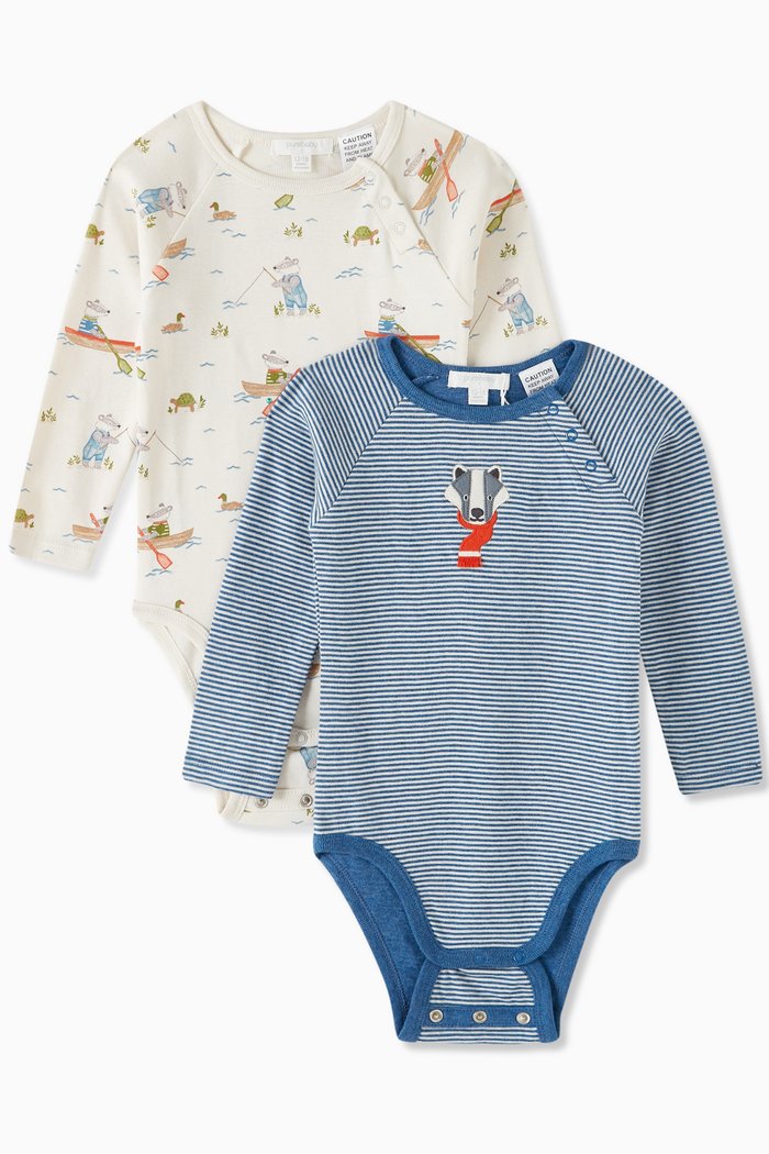 

Badger Bodysuit in Organic Cotton, Pack of 2, Multicolour