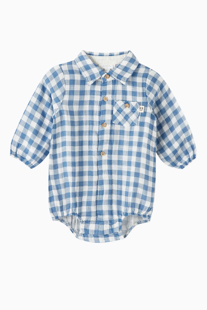 

Gingham Bodysuit in Organic Cotton, Blue