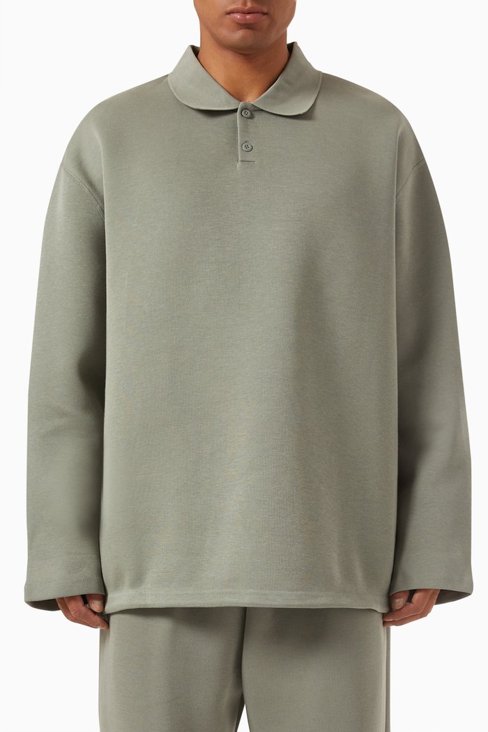 

Re-imagined Polo Shirt in Tech-fleece, Grey