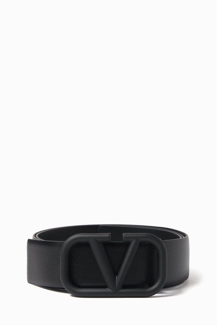Valentino Garavani VLOGO Belt in Leather, Black