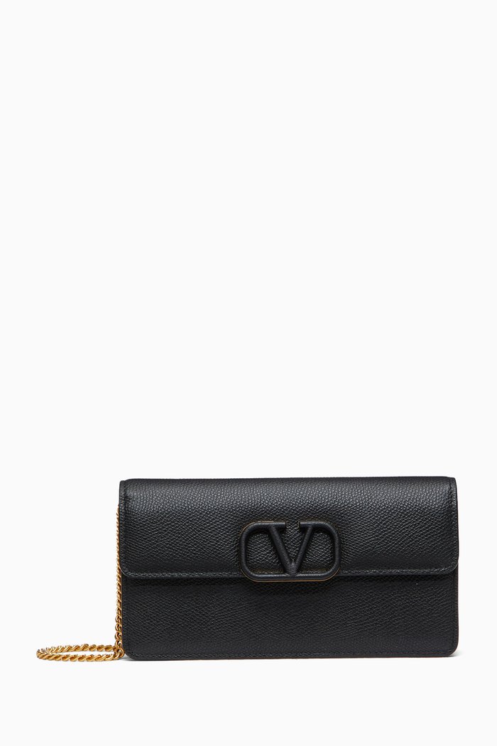 

Valentino Garavani VSLING East/West Wallet in Grainy Calfskin, Black