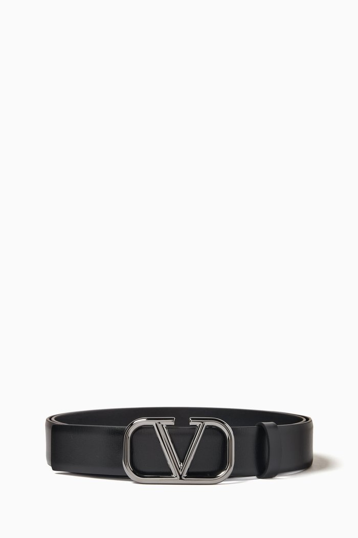 

Valentino Garavani VLOGO Belt in Leather, Black