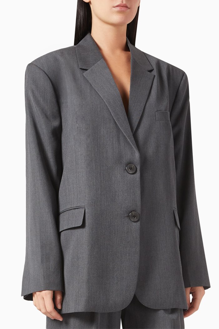

Oversized Manny Blazer in Virgin Wool Blend, Grey