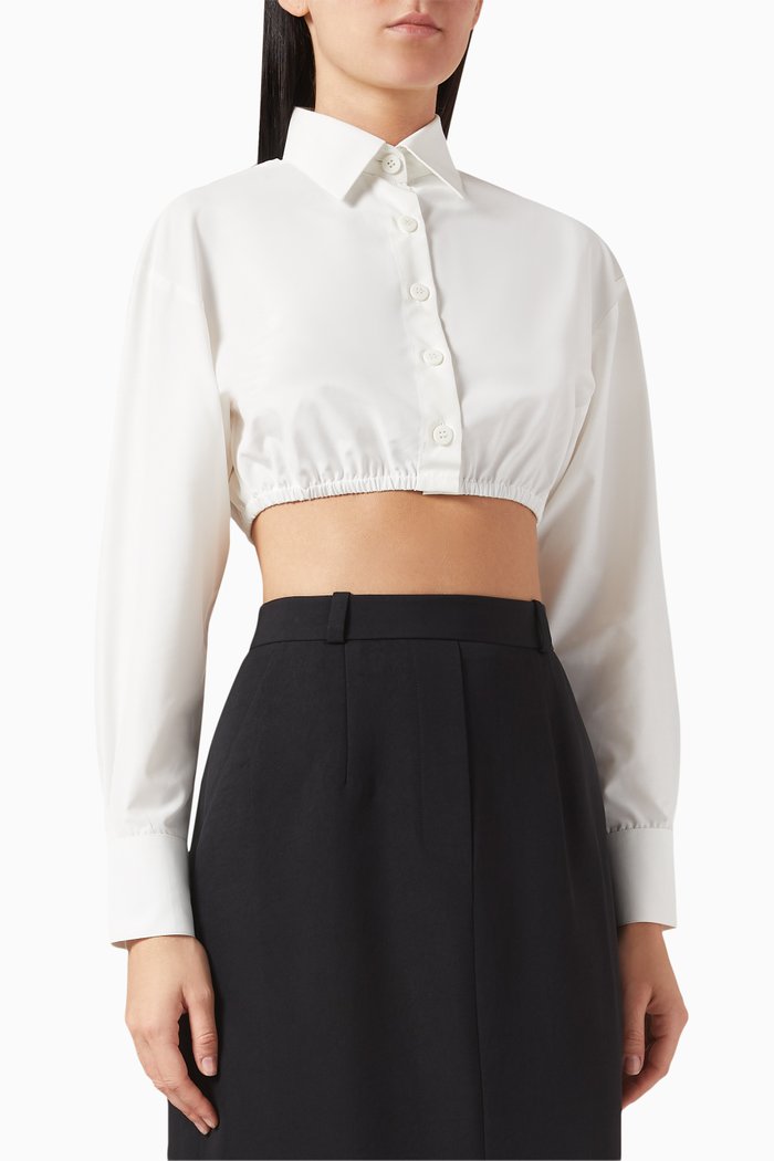 

Sara Cropped Shirt in Cotton Poplin, Neutral