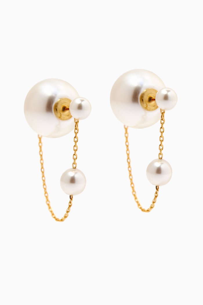 

Pearl Chain Front to Back Earrings in Gold-vermeil, White