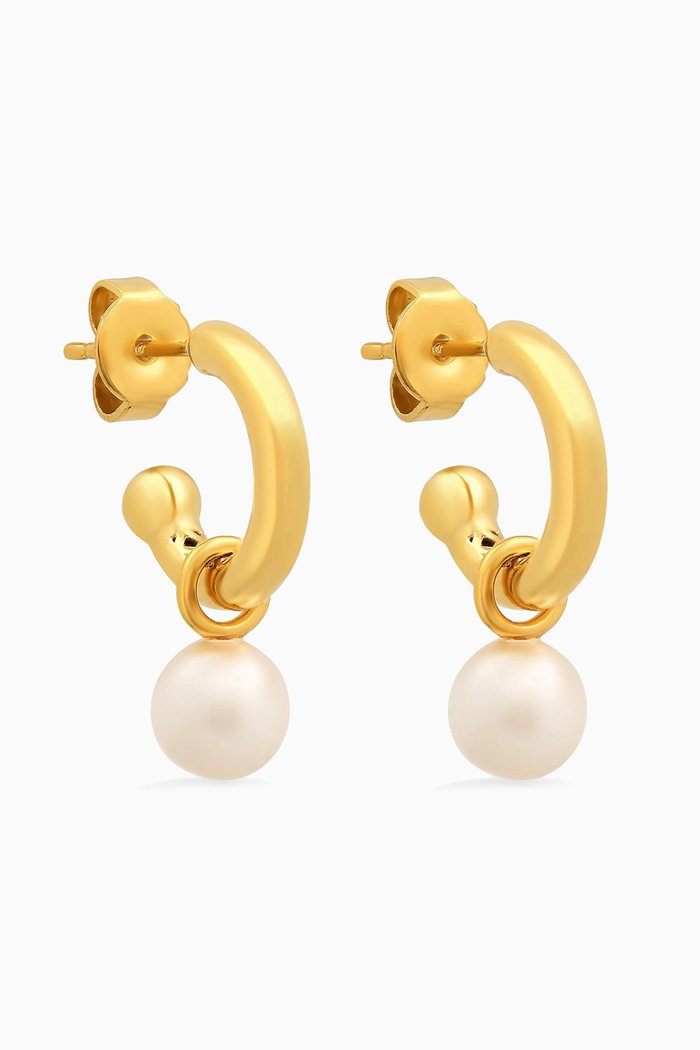 

Swarovski Pearl Hoop Earrings in Gold Vermeil, White