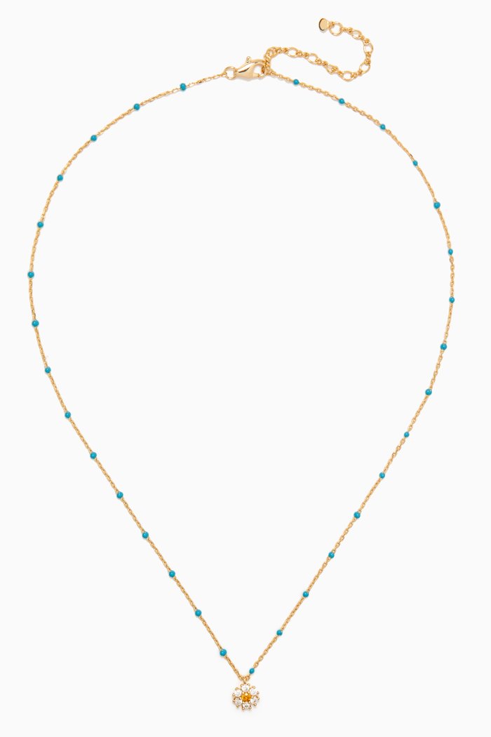 

Enamel & CZ Chain Necklace in Gold-plated Brass, Blue