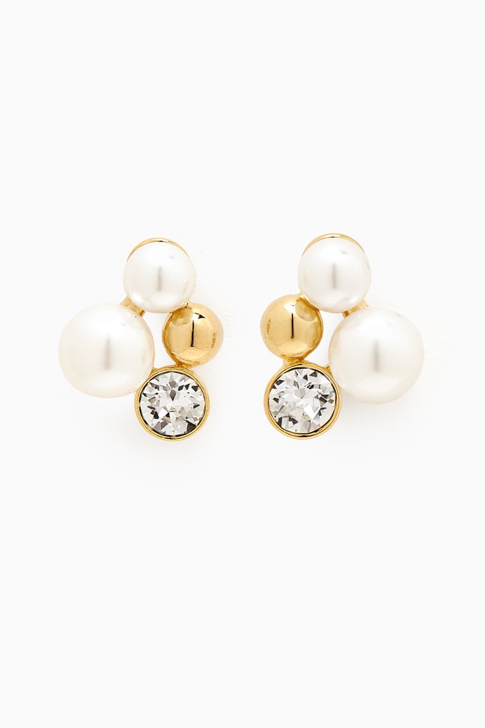

Pearl & CZ Bubble Stud Earrings in Gold-plated Brass, White