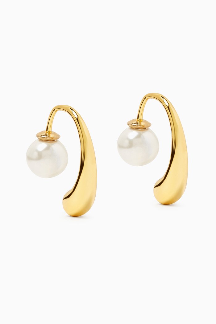 

Pearl Teardrop Earrings in Gold-plated Brass, White