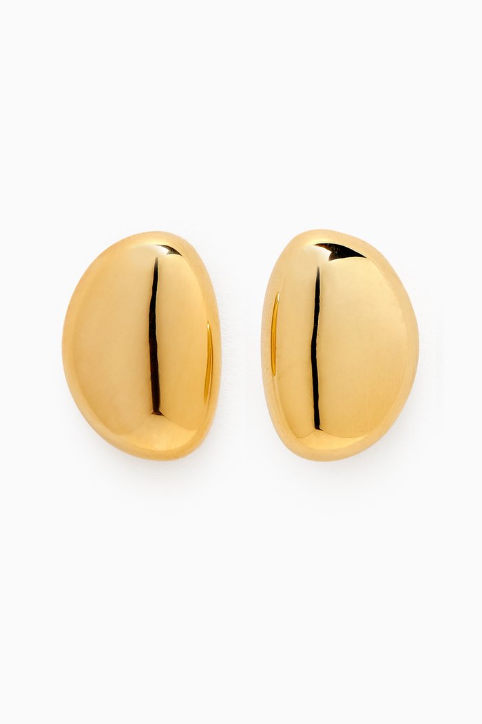

Sculptured Bean Earrings in Gold-plated Brass