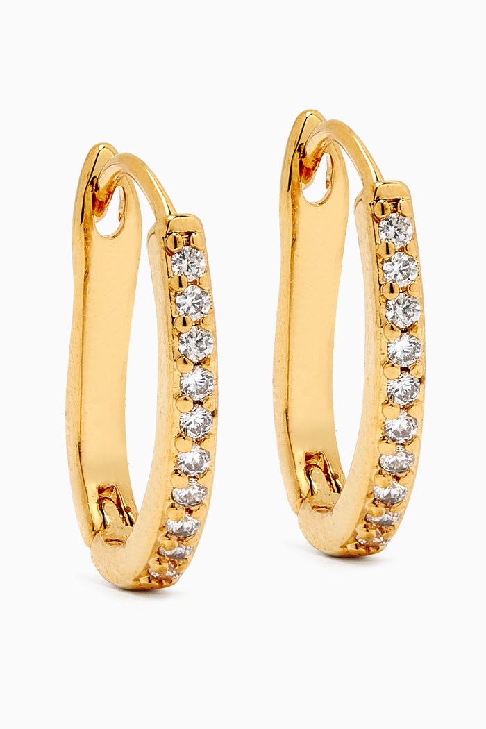

Crystal Pavé Huggie Earrings in Gold-plated Brass