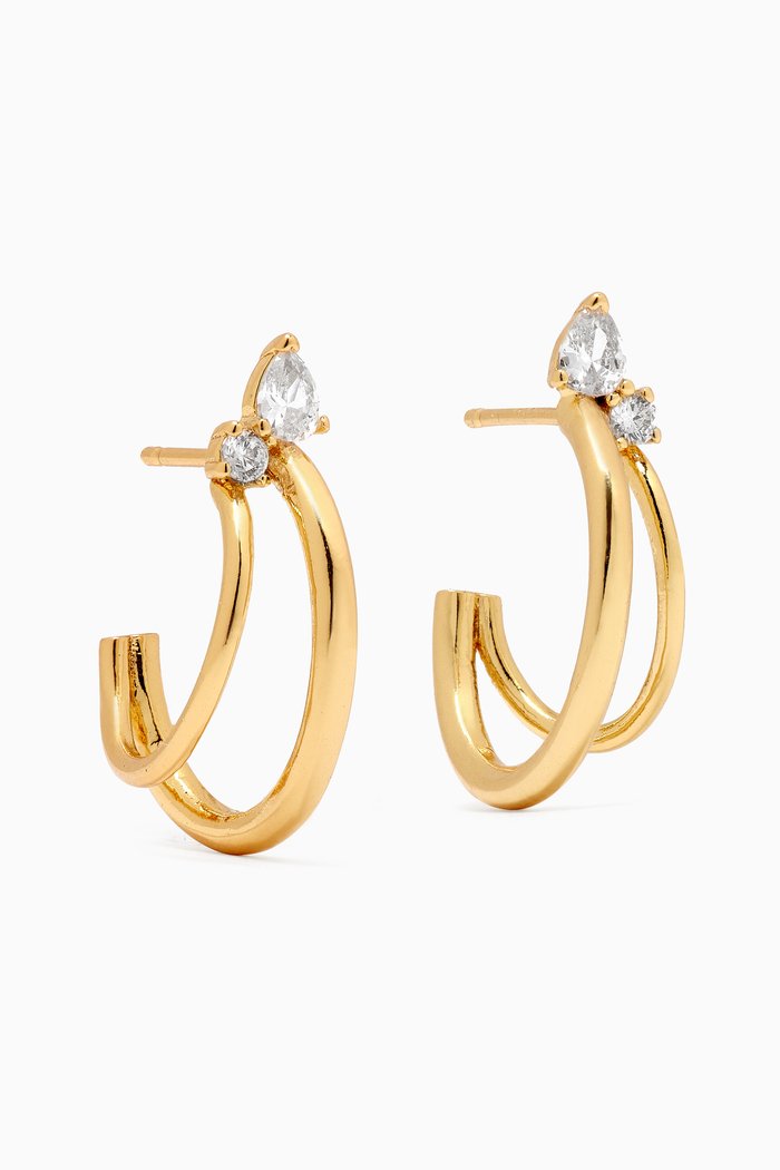

CZ Split Hoop Earrings in Gold-plated Brass