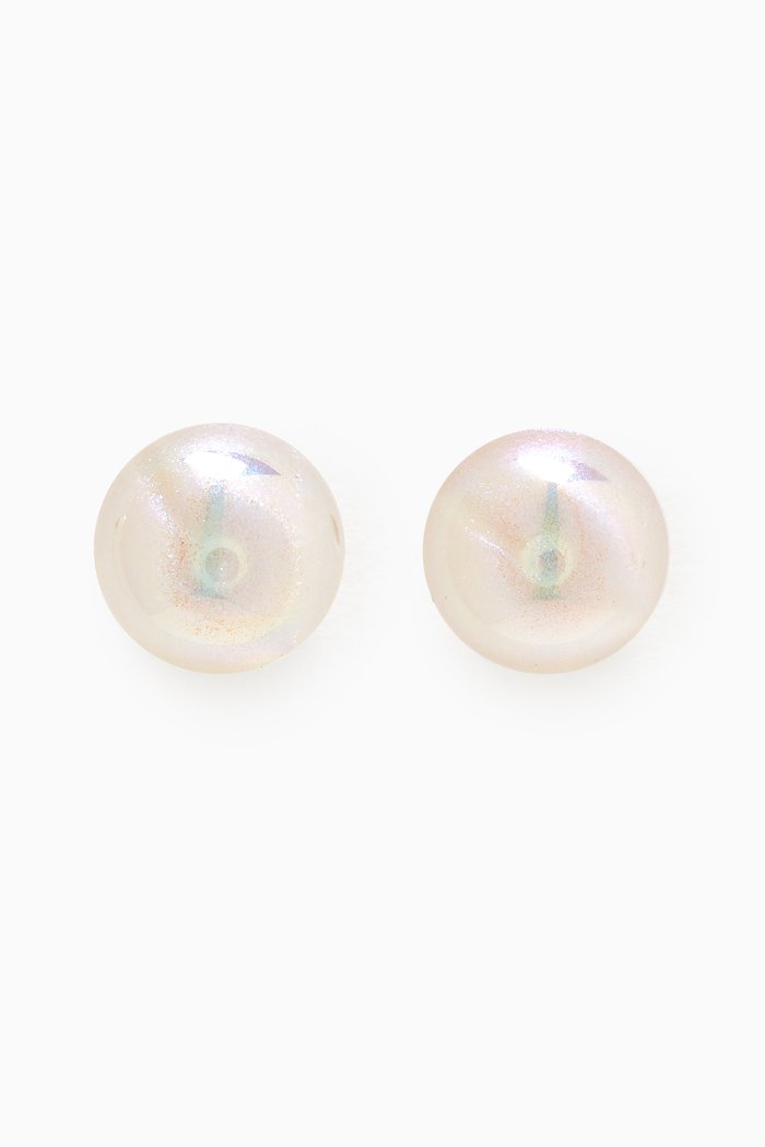 

Medium Iridescent Pearl Stud Earrings in Gold-plated Brass, White