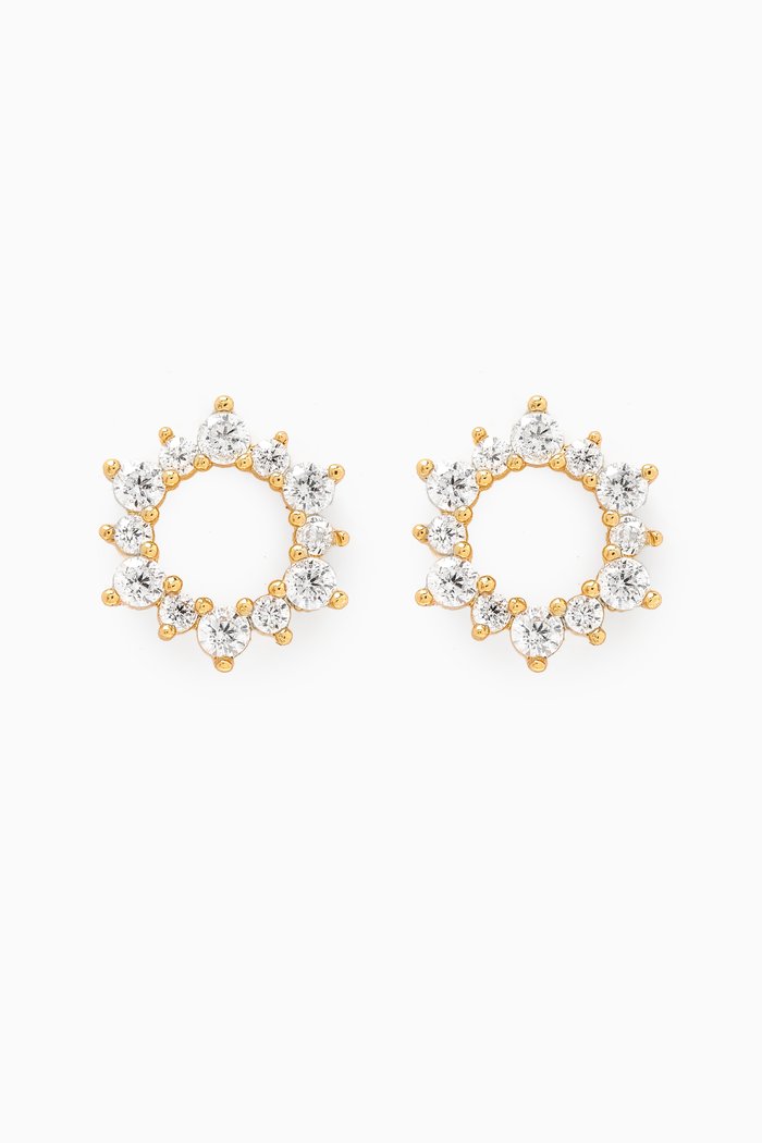 

CZ Pavé Open Stud Earrings in Gold-plated Metal