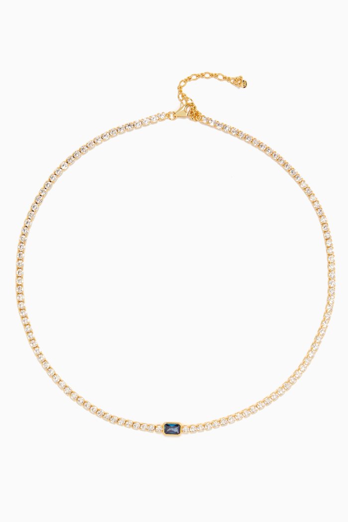 

Jewel CZ Tennis Necklace in Gold-plated Brass, Blue