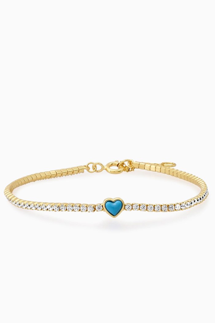 

Turquoise & CZ Tennis Bracelet in Gold Vermeil, Blue