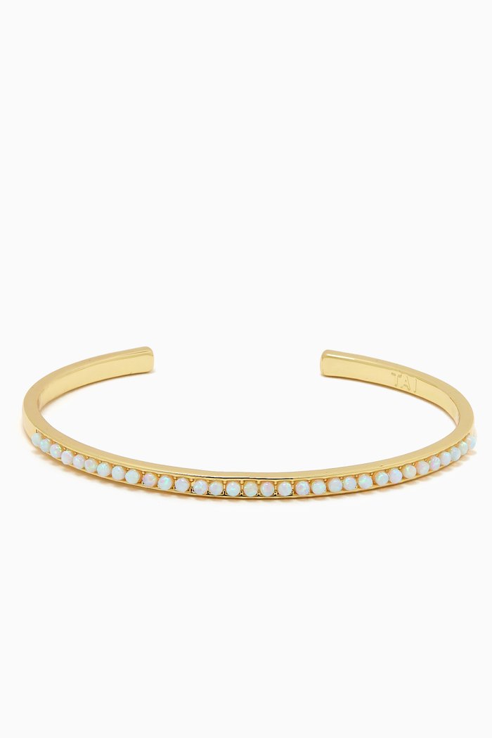 

Opal Bangle Cuff in Gold-plated Brass, White
