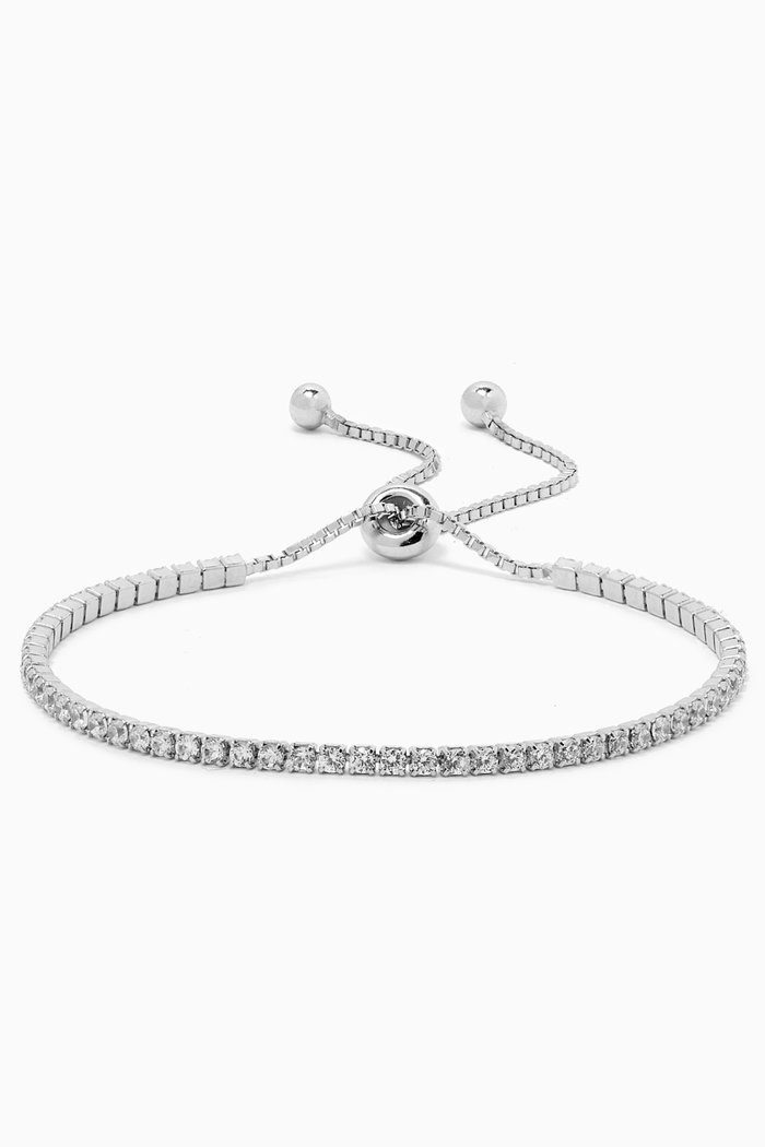 

Pavé Bolo Tennis Bracelet in Silver-plated Brass