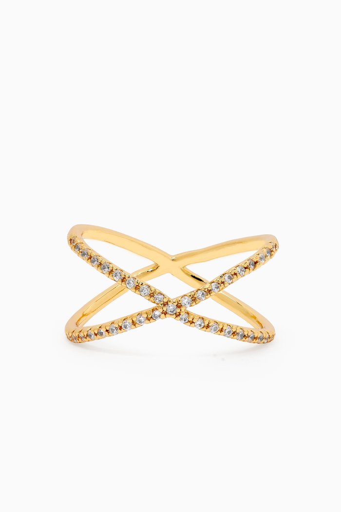 

Criss-cross Ring in Gold-plated Brass