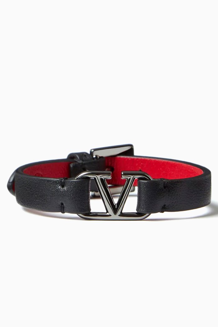 

Valentino Garavani VLOGO Signature Bracelet in Leather, Black