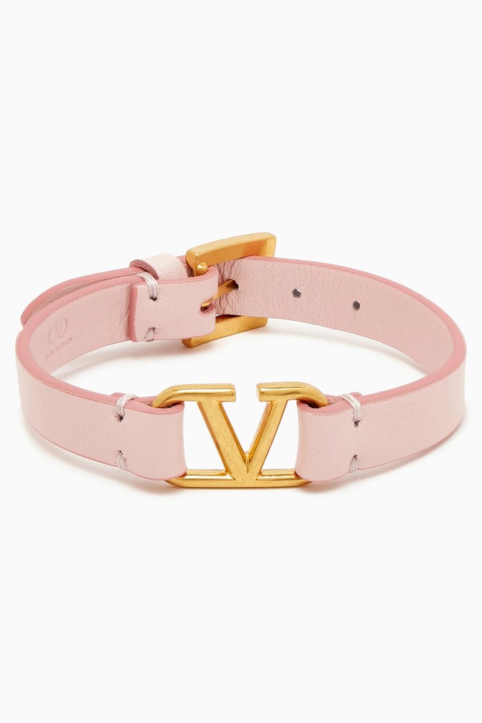 

Valentino Garavani VLOGO Signature Bracelet in Leather, Pink