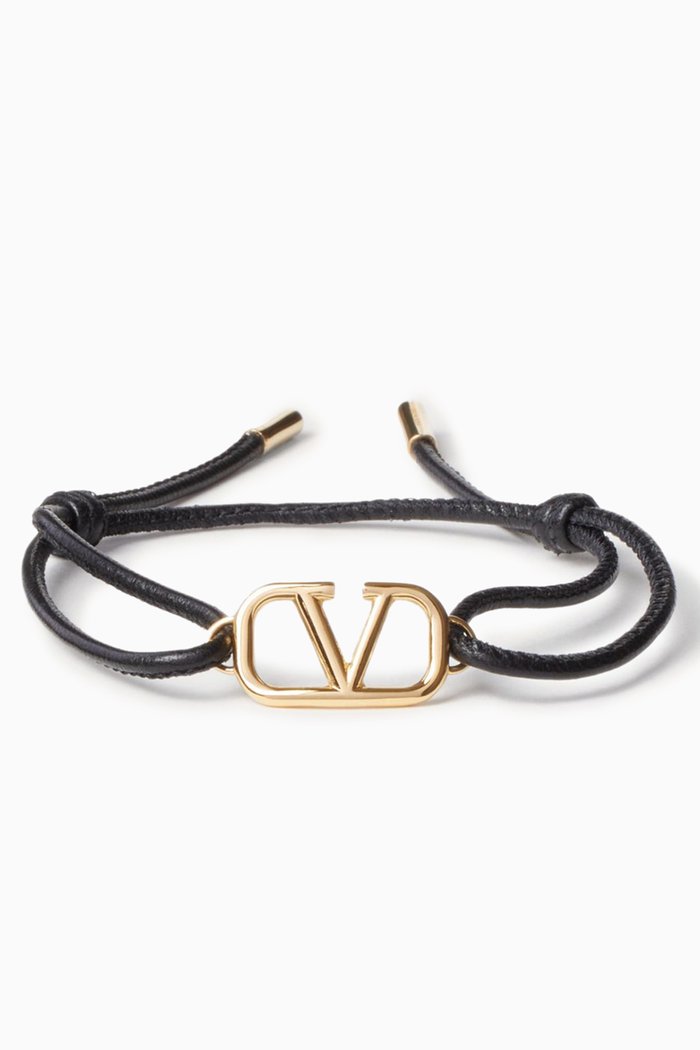 

Valentino Garavani VLOGO Signature Bracelet in Leather, Black