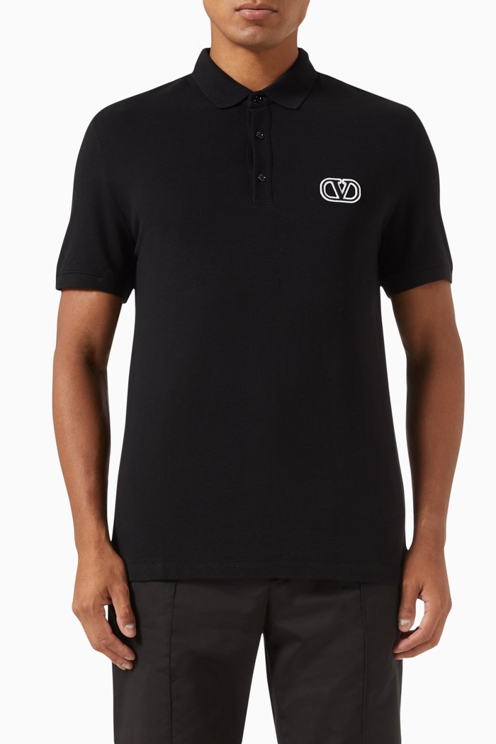 

Valentino Garavani Logo Polo Shirt in Cotton, Black