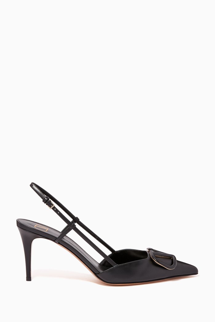 

Valentino Garavani VLOGO 80 Slingback Pumps in Leather, Black